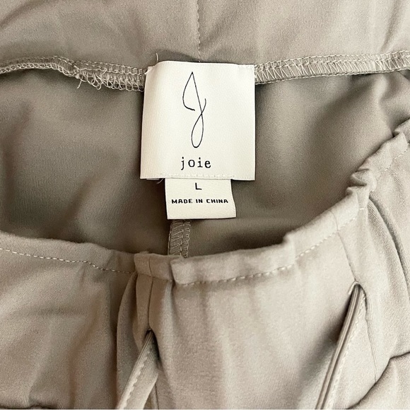 NWOT Joie Tapered Leg Elastic Waist Pants Size Large Pockets Drawstring Tan - Picture 6 of 7